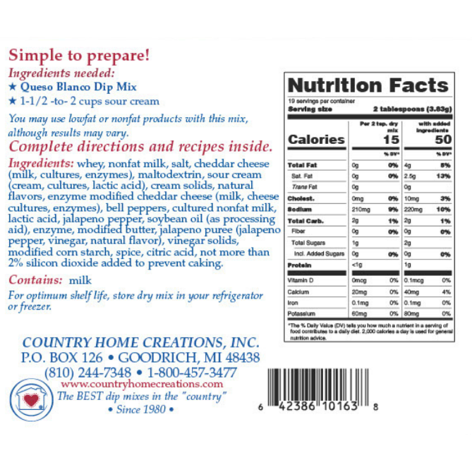 Country Home Creations Queso Blanco Dip Mix