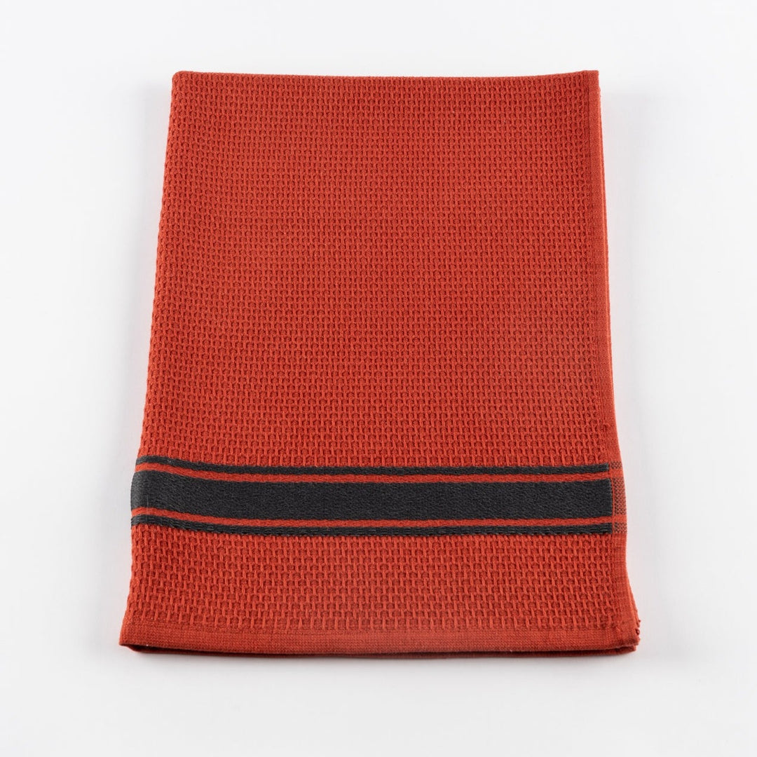 Coccinella Stripe Kitchen Towel - Brick/Anthracite