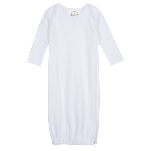 Blanks Boutique Blank Unisex LS Infant Gown w/Hidden Zipper - White