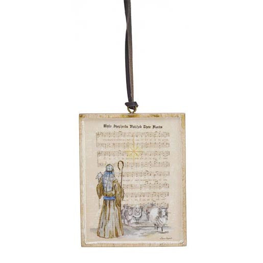 Burton & Burton Mango Wood  Ornament - While Shepherds Watched Their Flocks