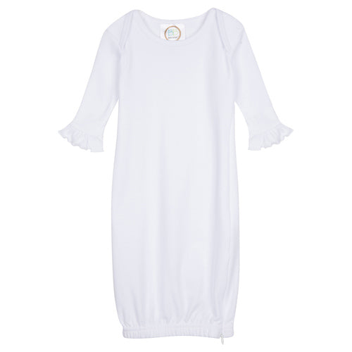 Blanks Boutique Blank Girl's Ruffle LS Infant Gown w/Hidden Zipper - White
