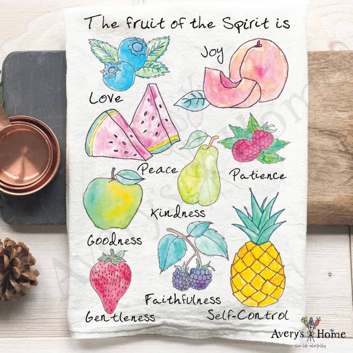 Avery's Home Fruit of the Spirit Christian Bible Verse Kitchen Towel