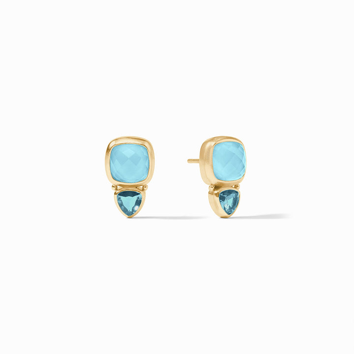 Julie Vos Aquitaine Duo Stud - Gold/Iridescent Capri Blue