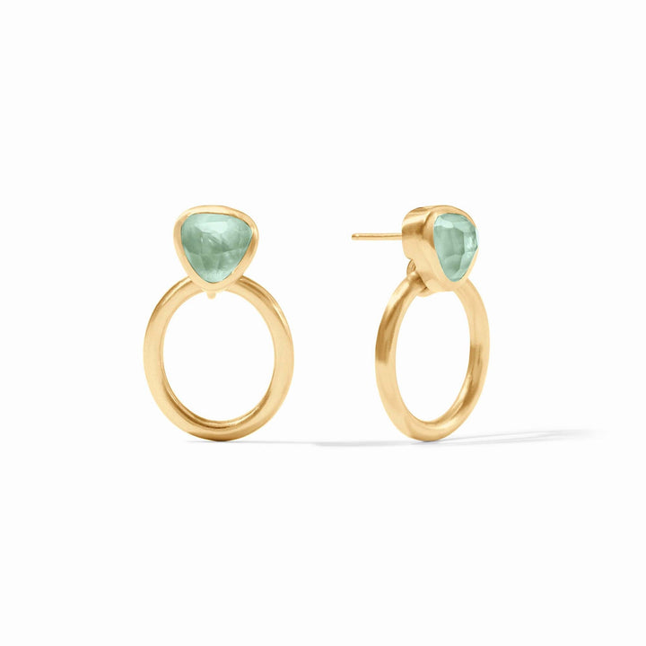 Julie Vos Aquitaine Demi Doorknocker Earrings -  Gold/Iridescent Aquamarine Blue