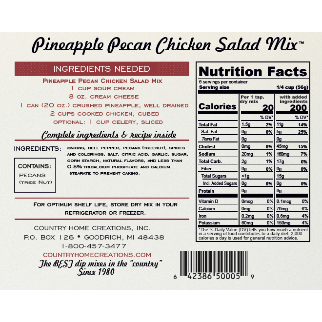 Country Home Creations Artisan Kitchen - Pineapple Pecan Chicken Salad Mix