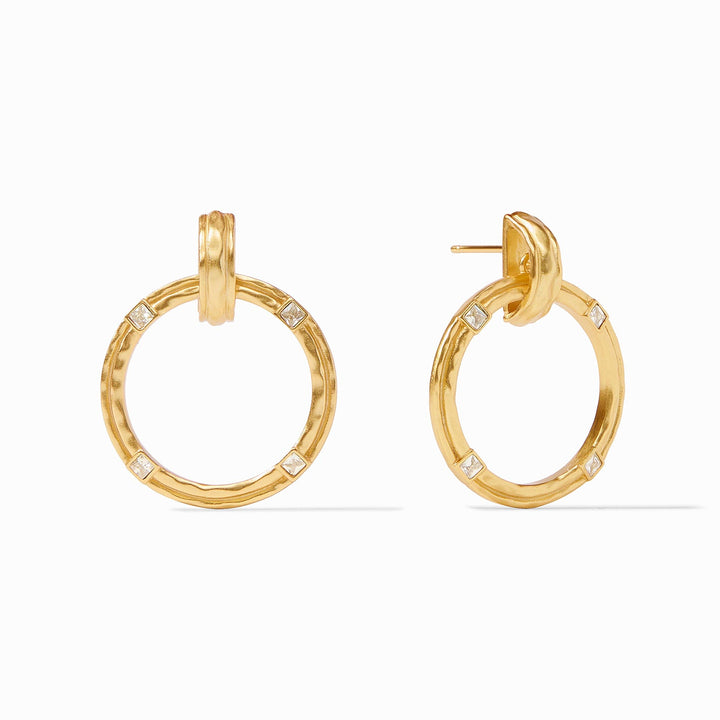 Julie Vos Astor Doorknocker Earrings - Gold/Cubic Zirconia