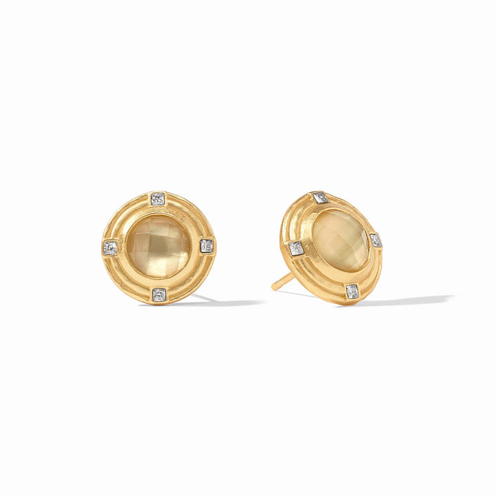 Julie Vos Astor Stone Stud Earrings -  Gold/Iridescent Champagne