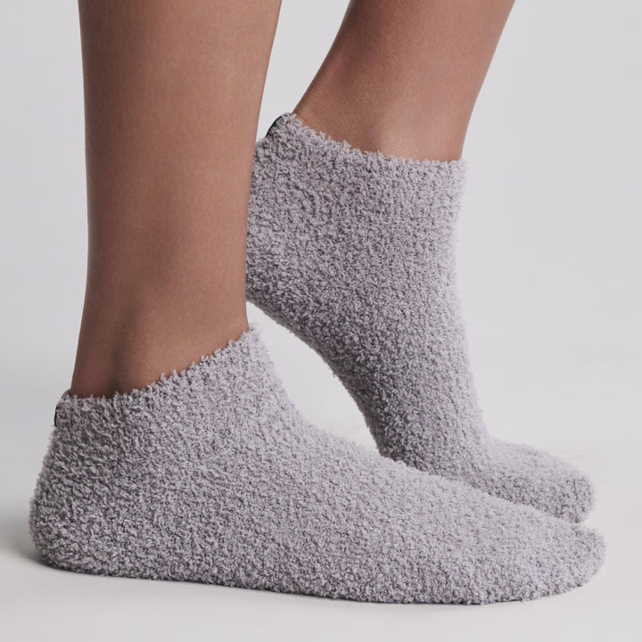 CozyChic® Heathered Stripe Ankle Sock Set - Dove Gray Multi