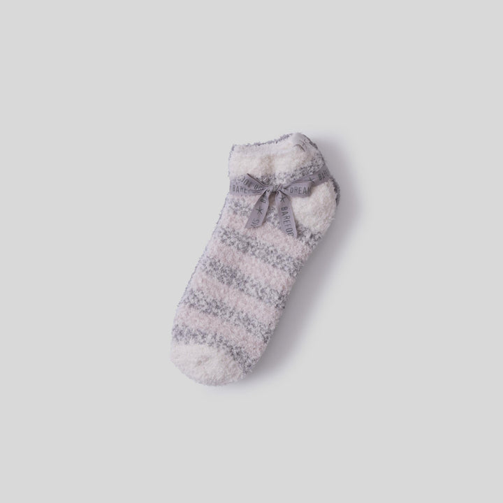 CozyChic® Heathered Stripe Ankle Sock Set - Dove Gray Multi