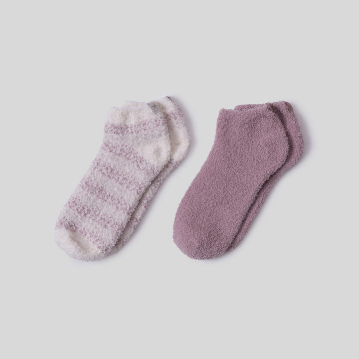 CozyChic® Heathered Stripe Ankle Sock Set - Teaberry Multi