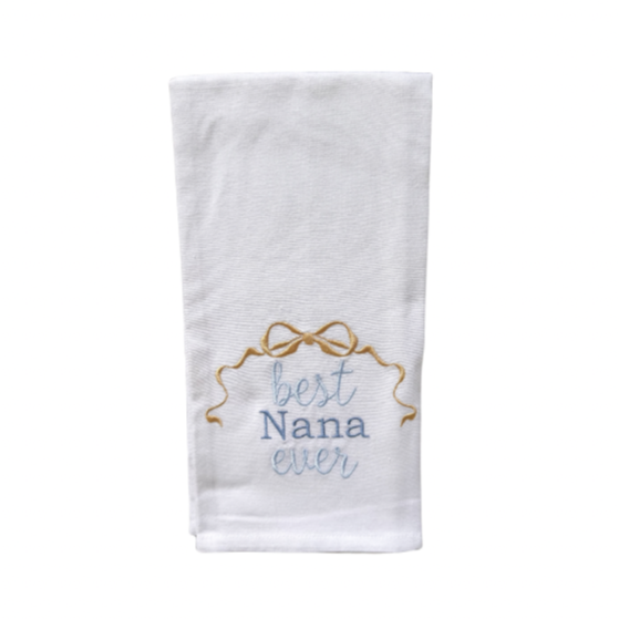 Hanging By A Thread White Towel - Best Nana Ever