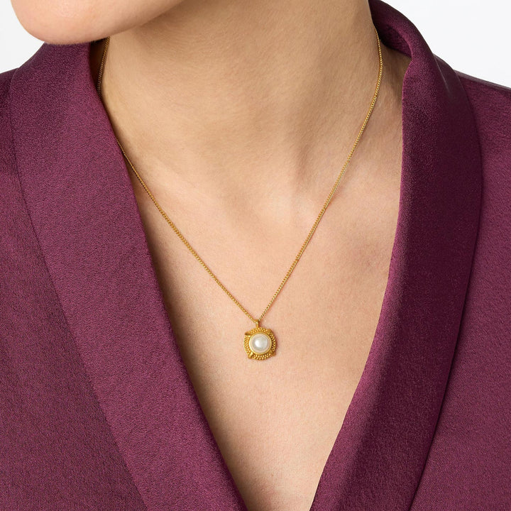 Julie Vos Cabochon Solitaire Necklace - Gold/Obsidian Black