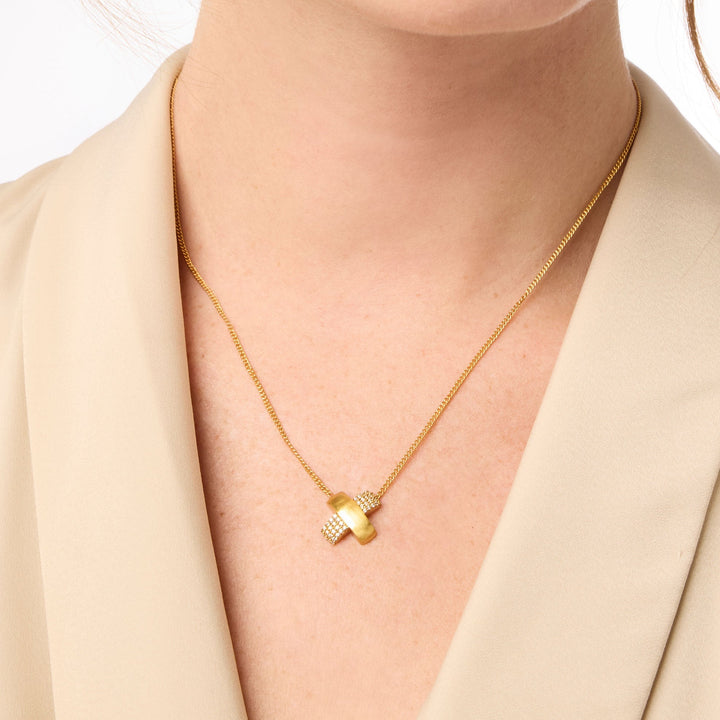 Julie Vos Catalina Pave X Delicate Necklace - Gold/Pave Cubic Zirconia/OS