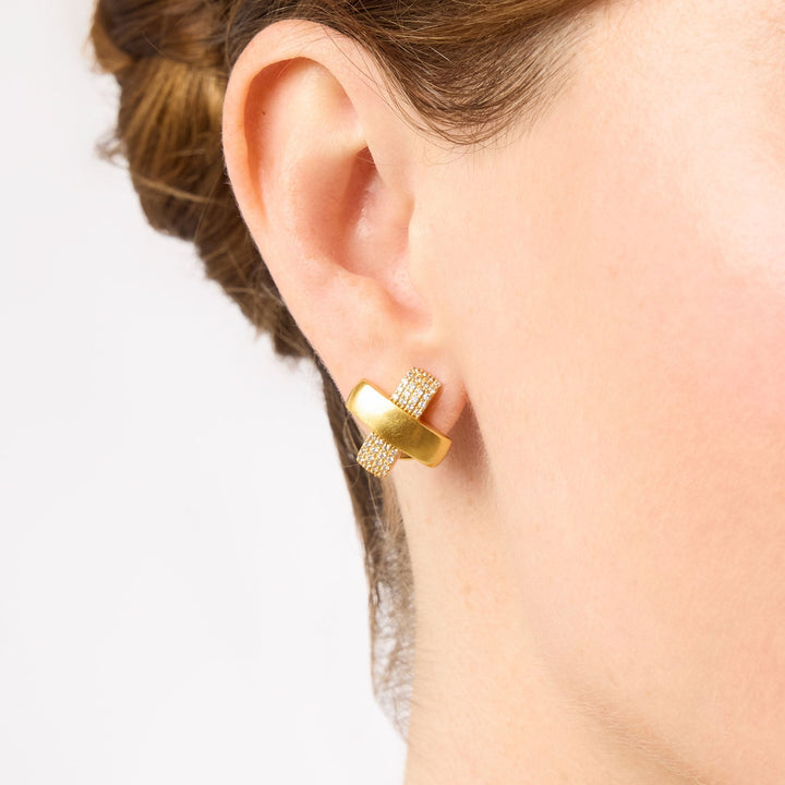 Julie Vos Catalina Pave X Stud Earrings - Gold/Pave Cubic Zirconia/OS
