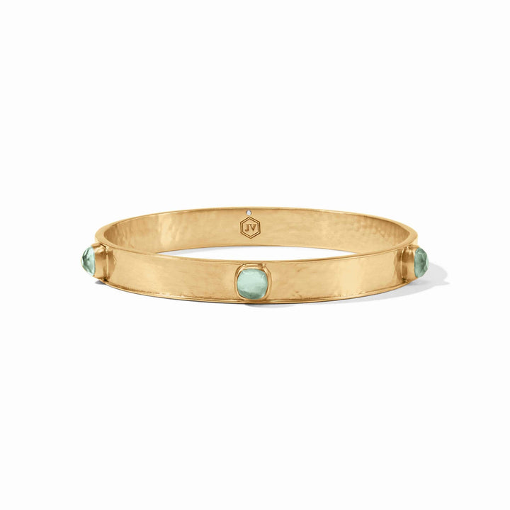 Julie Vos Catalina Stone Bangle - Gold/Iridescent Aquamarine Blue/Medium
