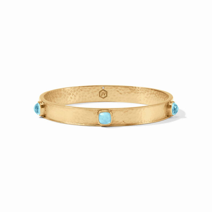 Julie Vos Catalina Stone Bangle - Gold/Iridescent Capri Blue/Medium