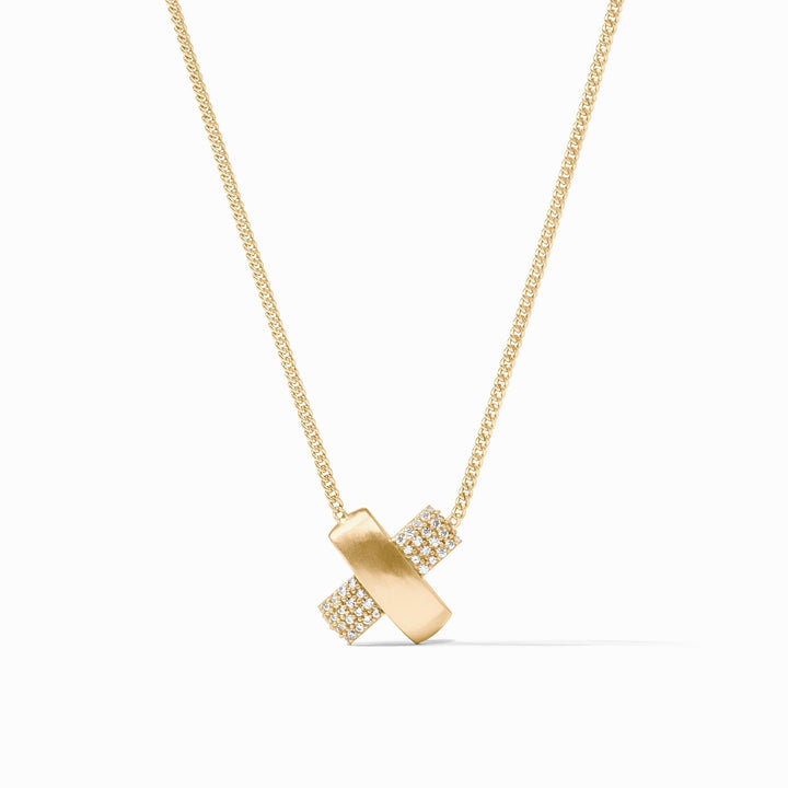Julie Vos Catalina Pave X Delicate Necklace - Gold/Pave Cubic Zirconia/OS
