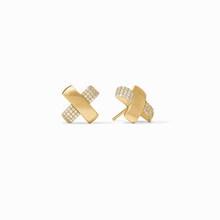 Julie Vos Catalina Pave X Stud Earrings - Gold/Pave Cubic Zirconia/OS