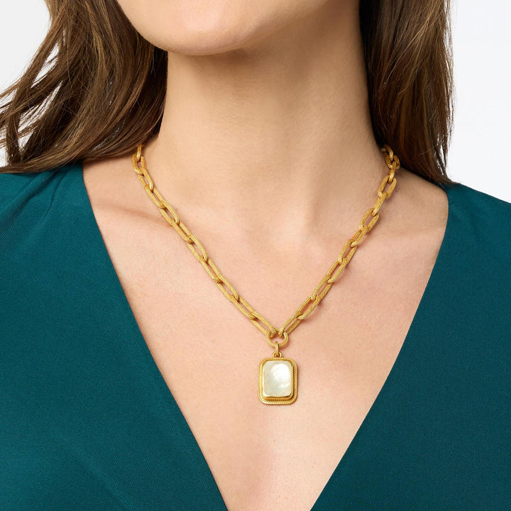 Julie Vos Cheval Paperclip Statement Necklace - Gold/Obsidian Black