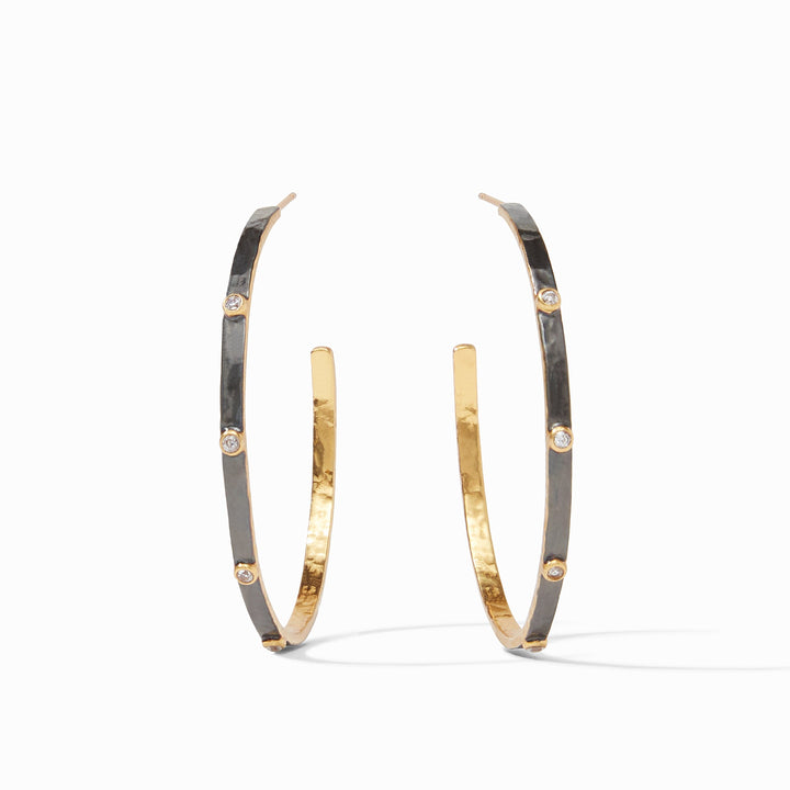Julie Vos Crescent Stone Hoop Earrings - Mixed Metal/Extra-Large