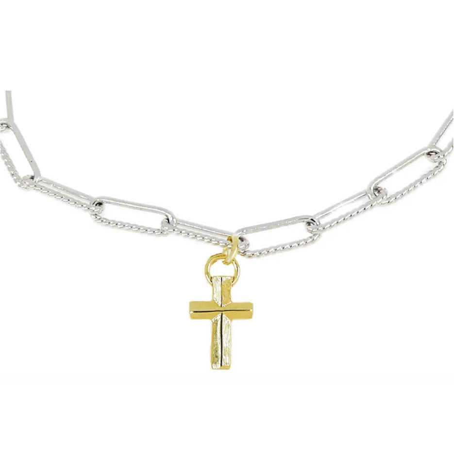 John Medeiros Diamante Necklace Cross - Rhodium 16-18"