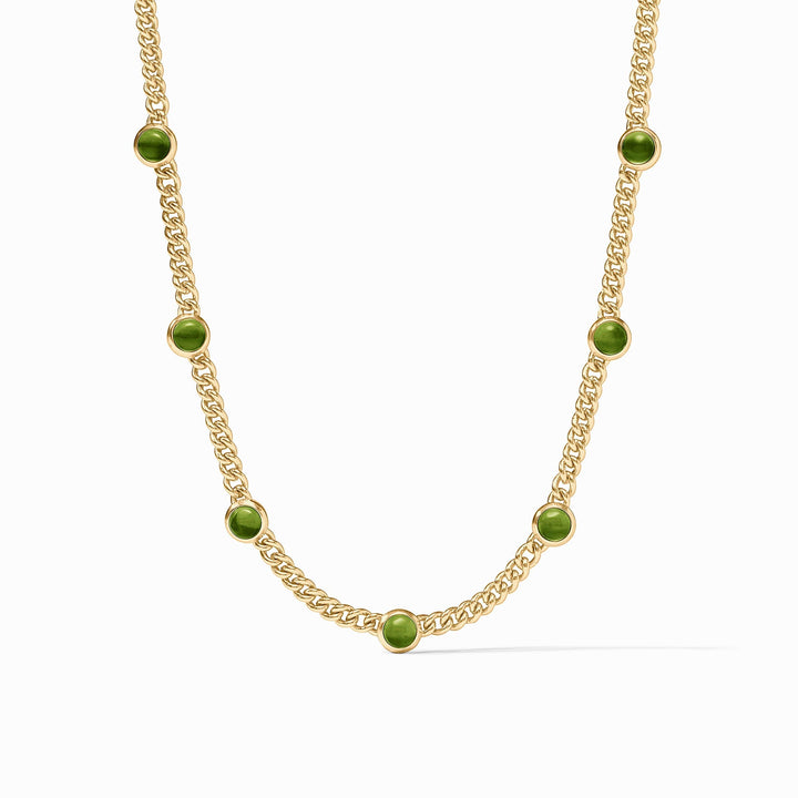 Julie Vos Dolce Delicate Station Necklace- Gold/Iridescent Palmetto Green/OS