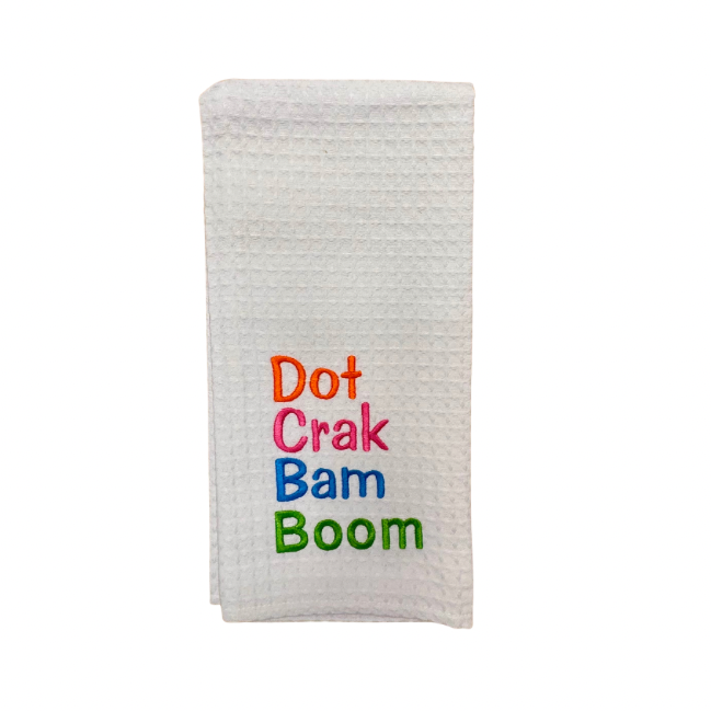 Hanging By A Thread Waffle Weave Towel - Dot Crak Bam Boom