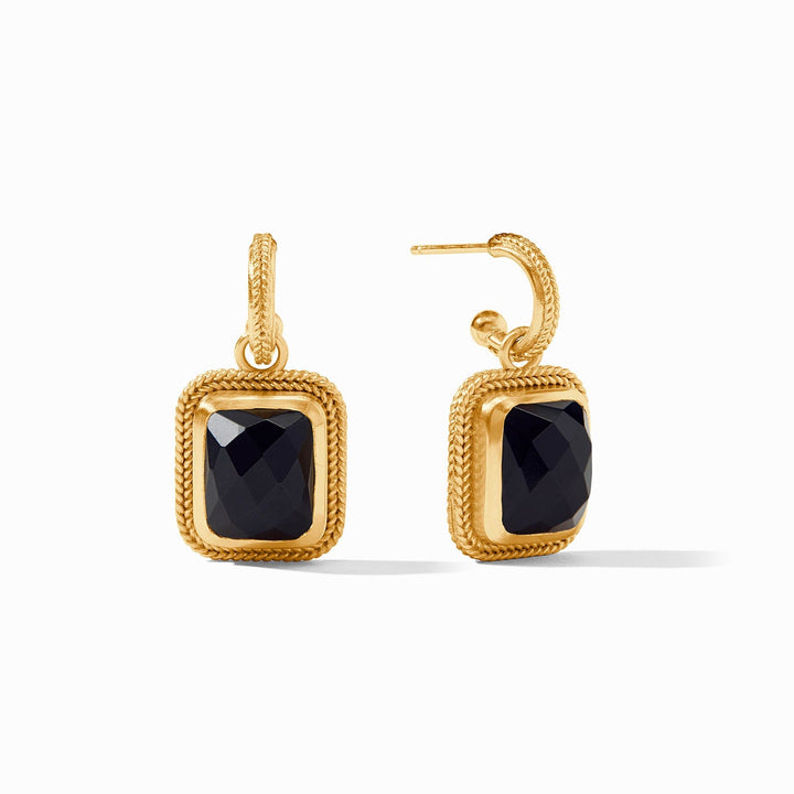 Julie Vos Cheval Hoop & Charm Earrings - Gold/Obsidian Black