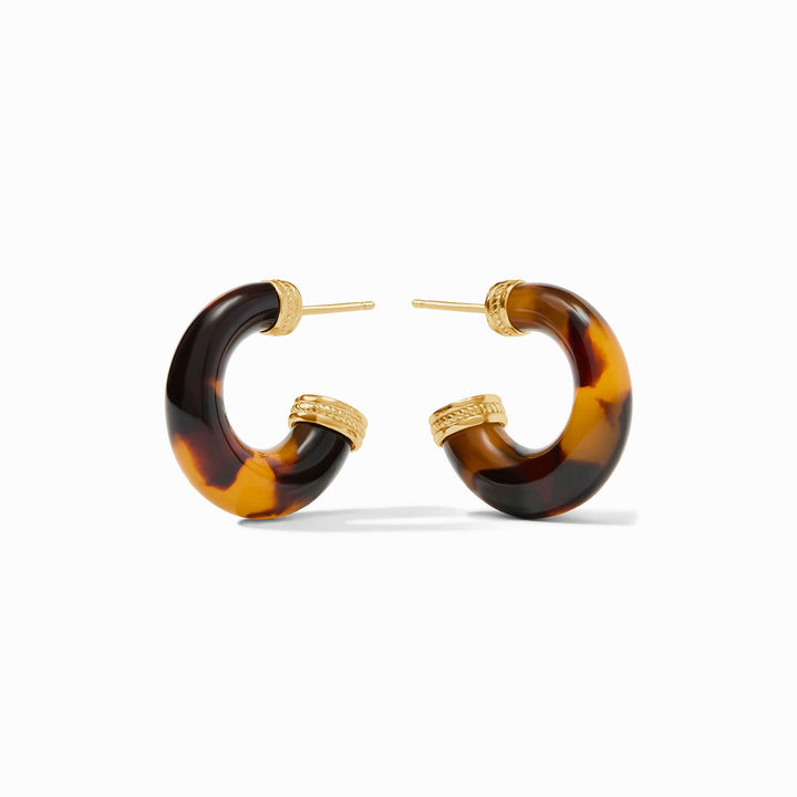 Julie Vos Madison Statement Hoop Earrings - Gold/Tortoiseshell/Small