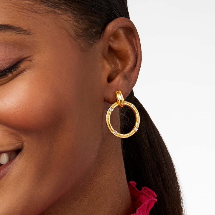 Julie Vos Astor Doorknocker Earrings - Gold/Cubic Zirconia
