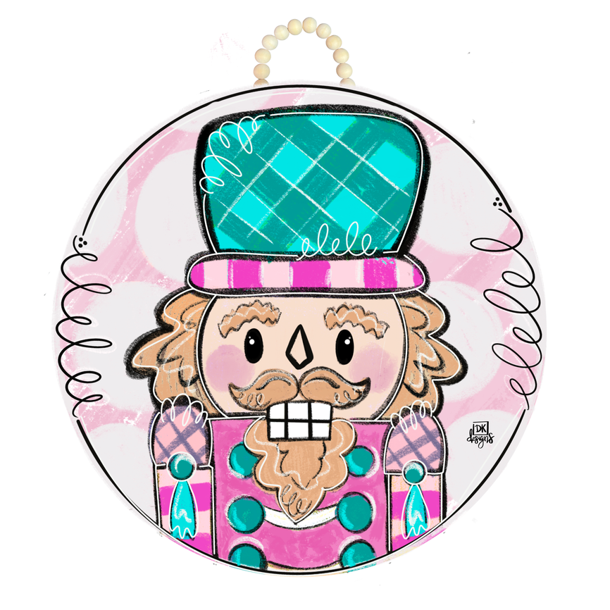 DK Pink Nutcracker Circle Door Hanger