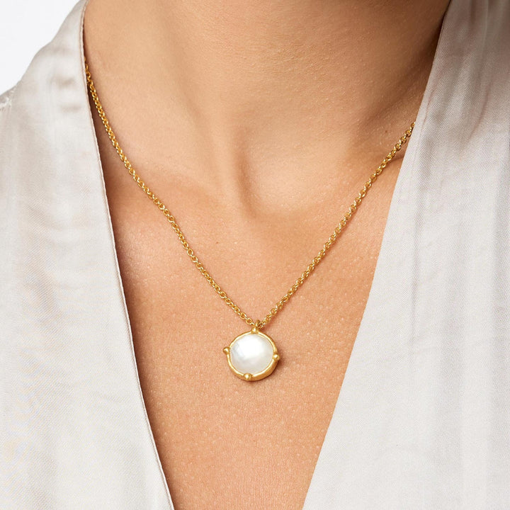 Julie Vos Honeybee Solitaire Necklace - Gold/Pearl