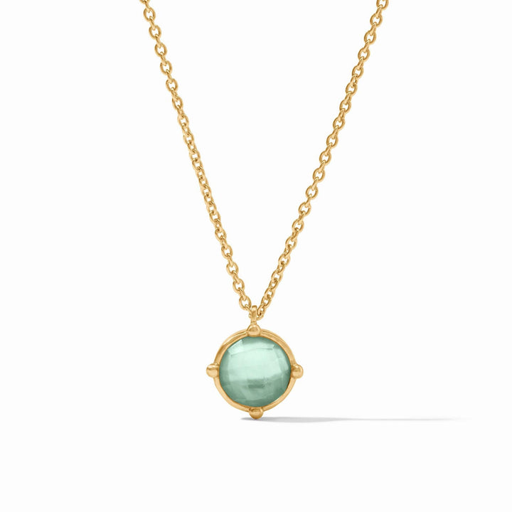 Julie Vos Honeybee Solitaire Necklace -  Gold/Iridescent Aquamarine Blue