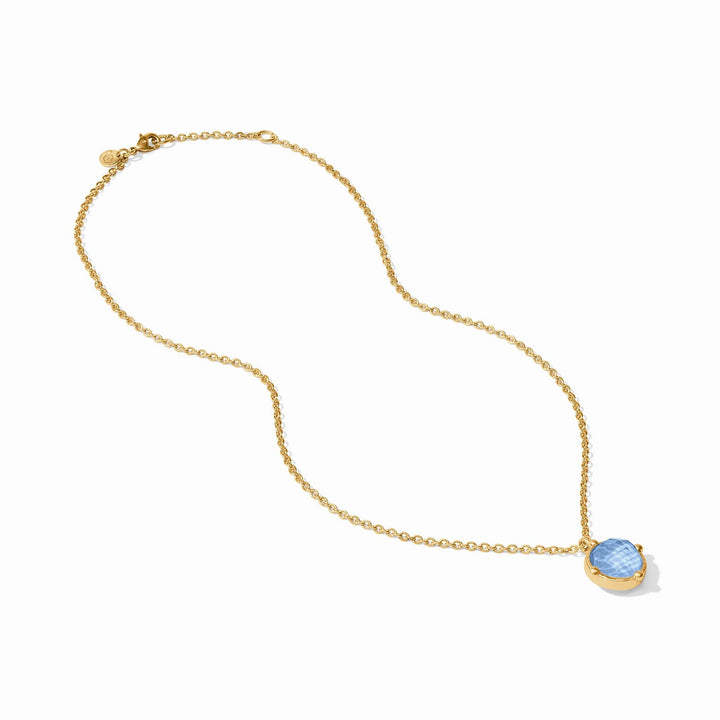 Julie Vos Honeybee Solitaire Necklace -  Gold/Iridescent Aquamarine Blue