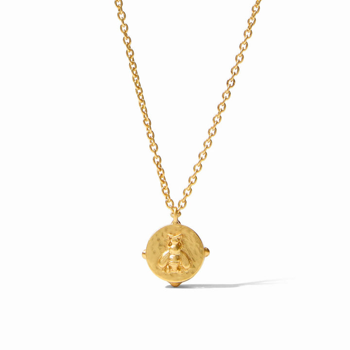 Julie Vos Honeybee Solitaire Necklace -  Gold/Iridescent Aquamarine Blue
