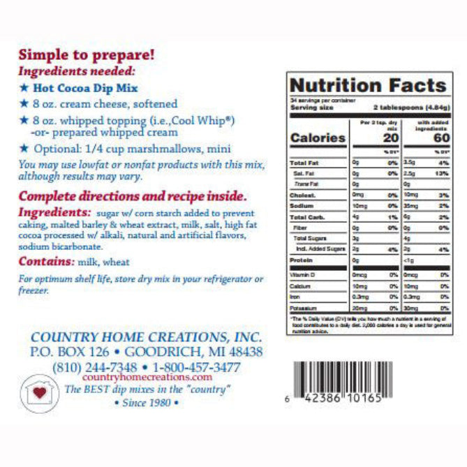 Country Home Creations Hot Cocoa Dip Mix Limited Edition