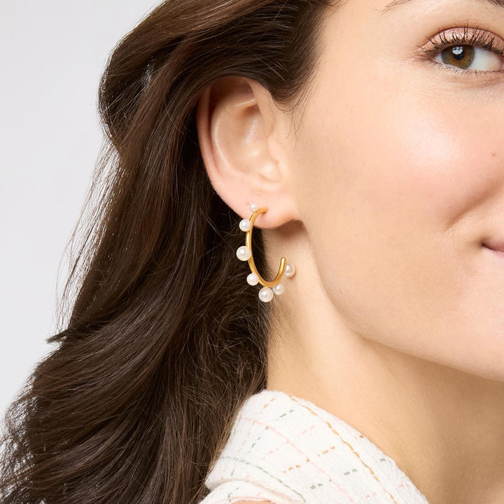 Julie Vos Hydra Stone Hoop Earrings - Gold/Pearl/Medium