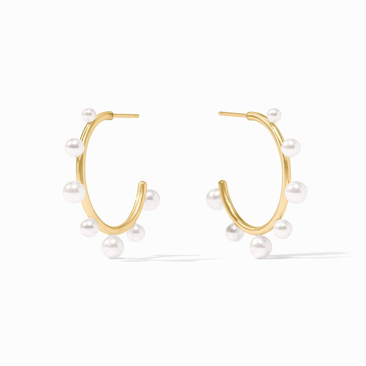 Julie Vos Hydra Stone Hoop Earrings - Gold/Pearl/Medium