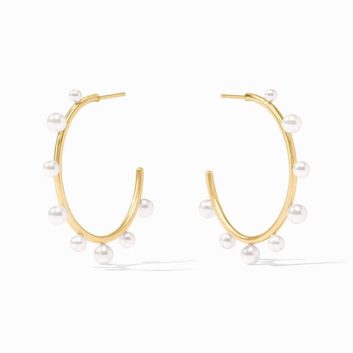 Julie Vos Hydra Stone Hoop Earrings - Gold/Pearl/Large