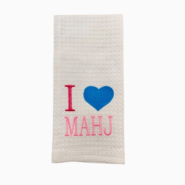 Hanging By A Thread Waffle Weave Towel - I (Heart) MAHJ
