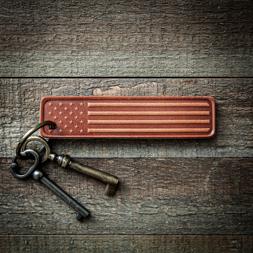 Sugarhouse American Flag Leather Keychain