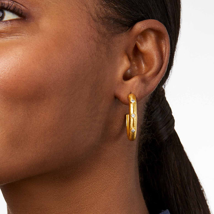 Julie Vos Noel Stone Hoop Earrings -  Gold/Cubic Zirconia/Small