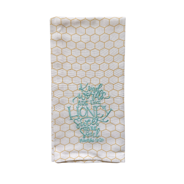 Hanging By A Thread White Towel - Kind Words Are Like Honey