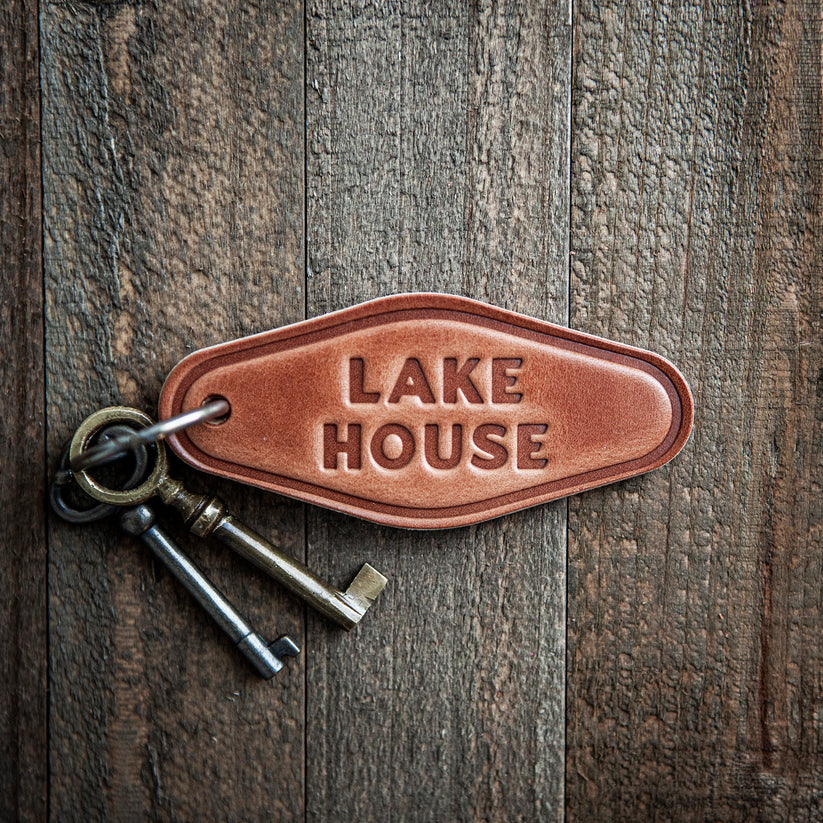 Sugarhouse Lake House Leather Keychain Motel Style