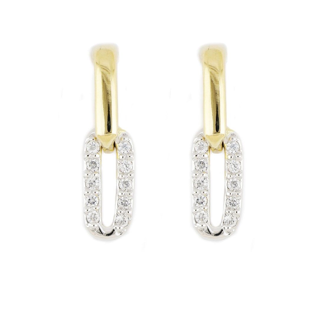 John Medeiros Diamante Small Two Link Pavé Post Earrings - Gold