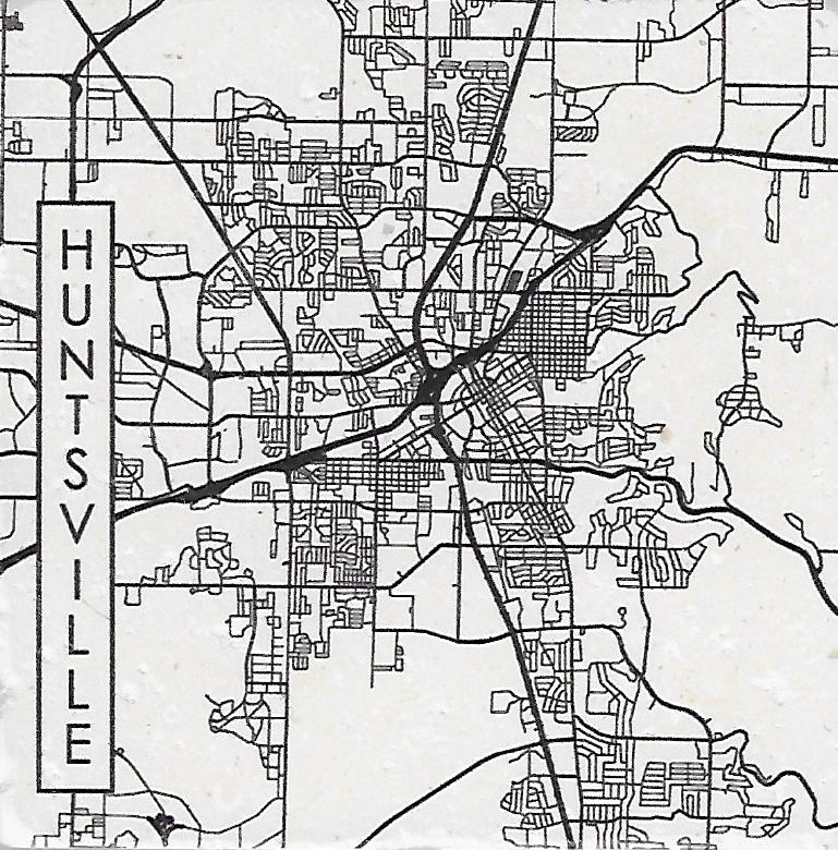 Tipsy Coasters Huntsville City Streets Map Coaster