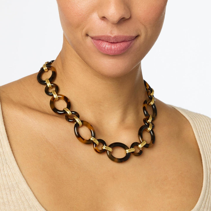 Julie Vos Madison Link Necklace - Gold/Tortoiseshell