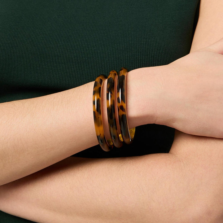Julie Vos Madison Statement Bangle - Gold/Tortoiseshell/Medium