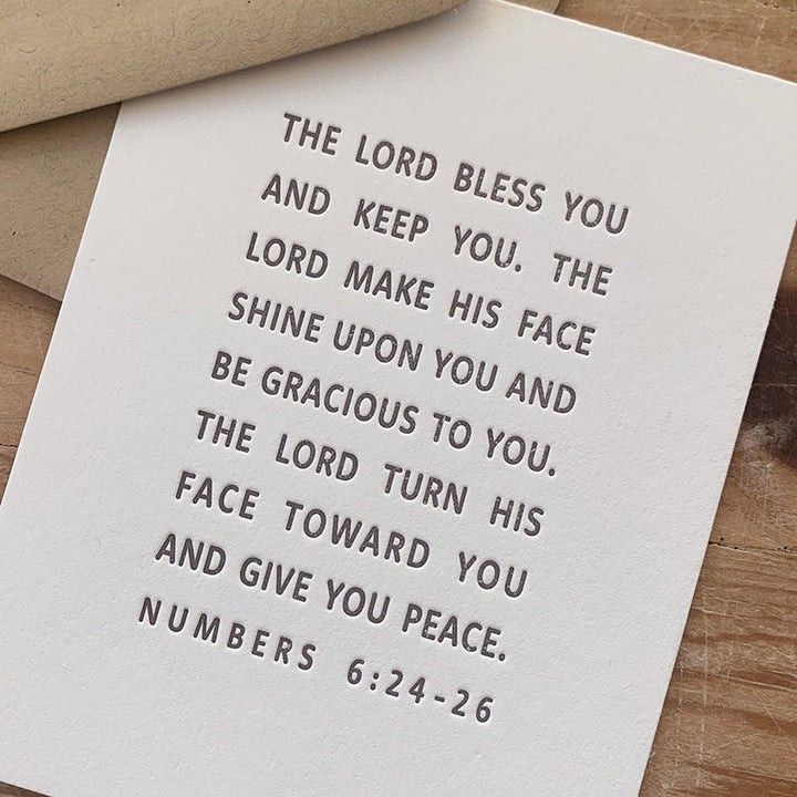 Twelve Stone Art Numbers 6:24-26 Letterpress Flat Note Card