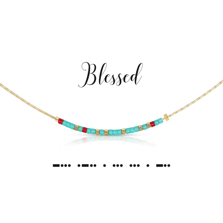 Dot & Dash Morse Code Necklace - Blessed